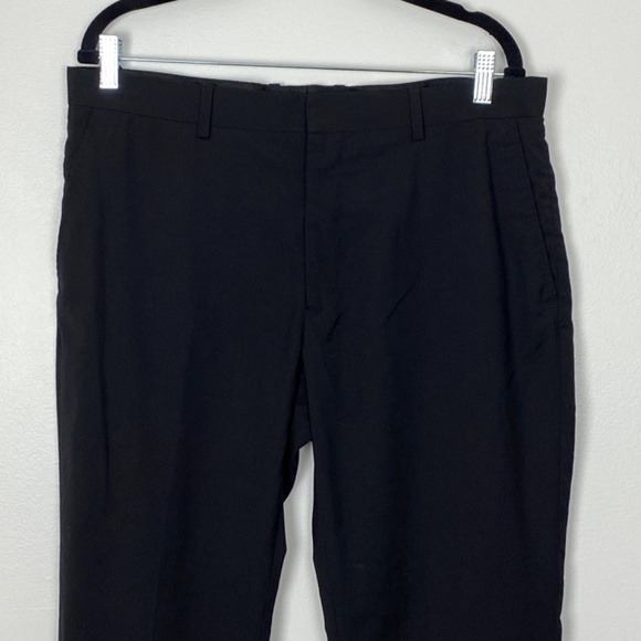 H&M Dress Pants Mens 36 Regular Fit Black Flat Front Straight Leg Trousers - Picture 2 of 14